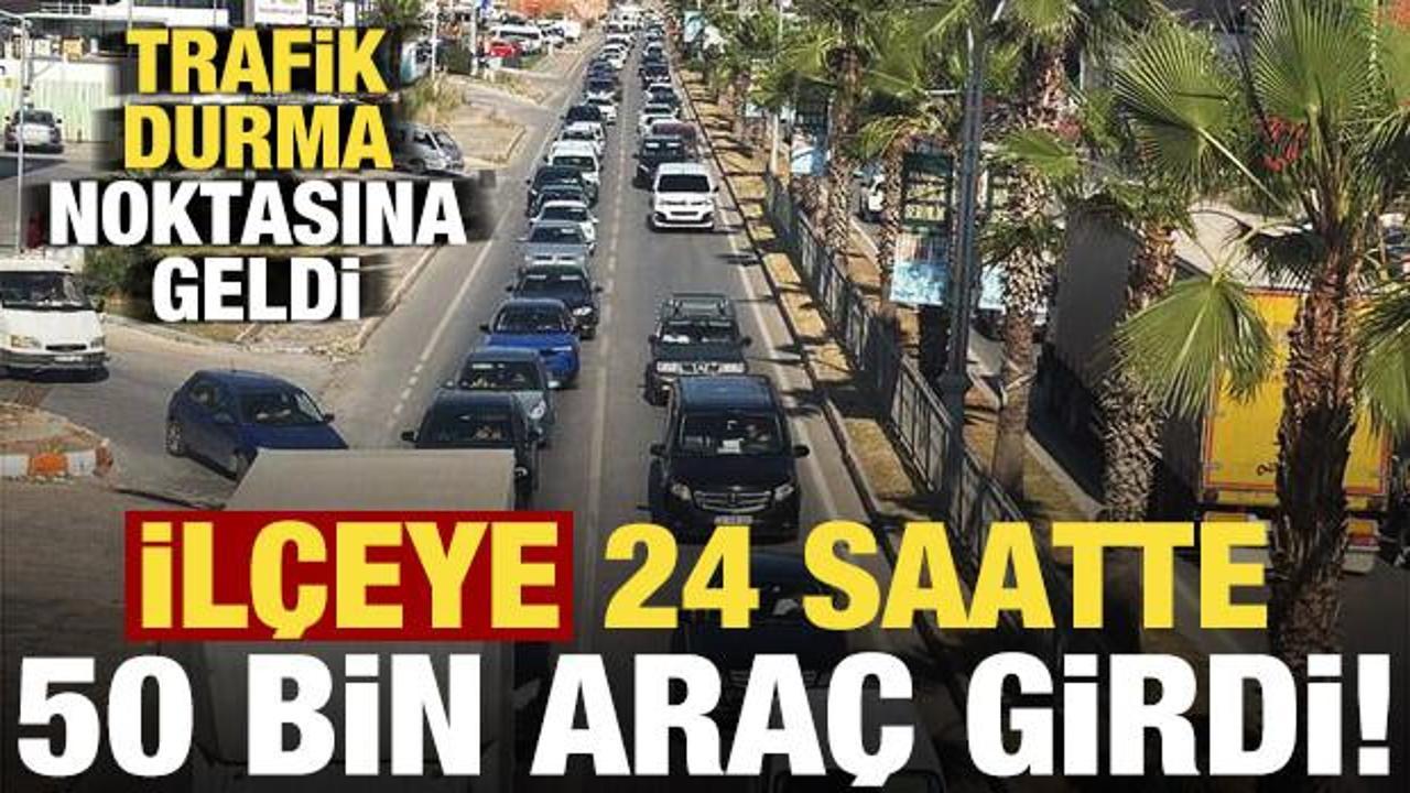 İlçeye 24 saatte 50 bin araç giriş yaptı! Trafik durma noktasına geldi...