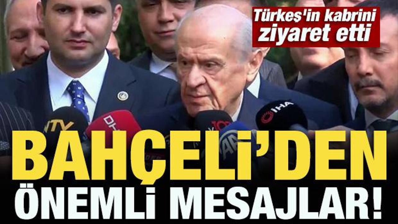 Son Dakika: Bah&ccedil;eli, T&uuml;rkeş'in kabrini ziyaret etti! Dikkat &ccedil;eken yeni anayasa mesajı