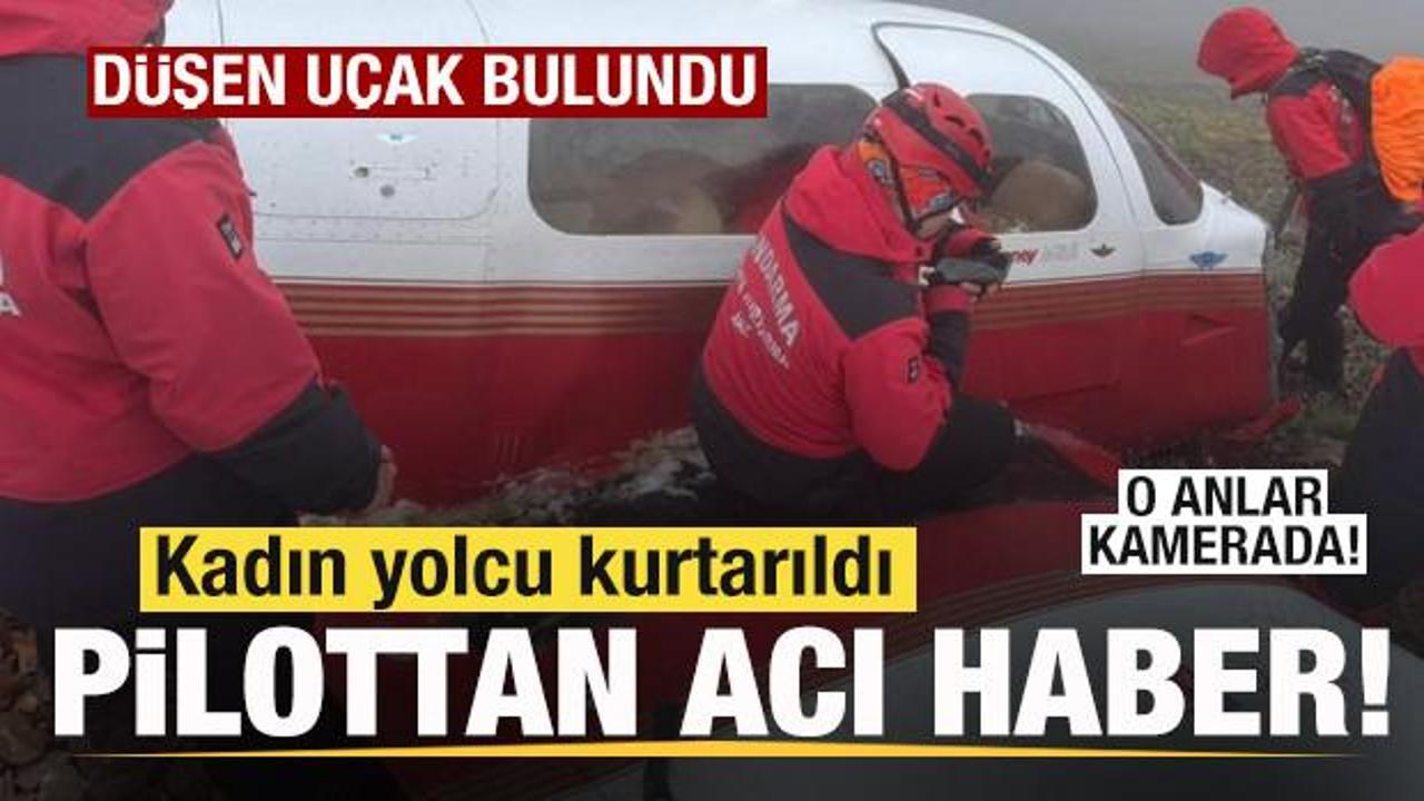 Düşen uçak bulundu! Kadın yolcu kurtarıldı! Pilottan acı haber!