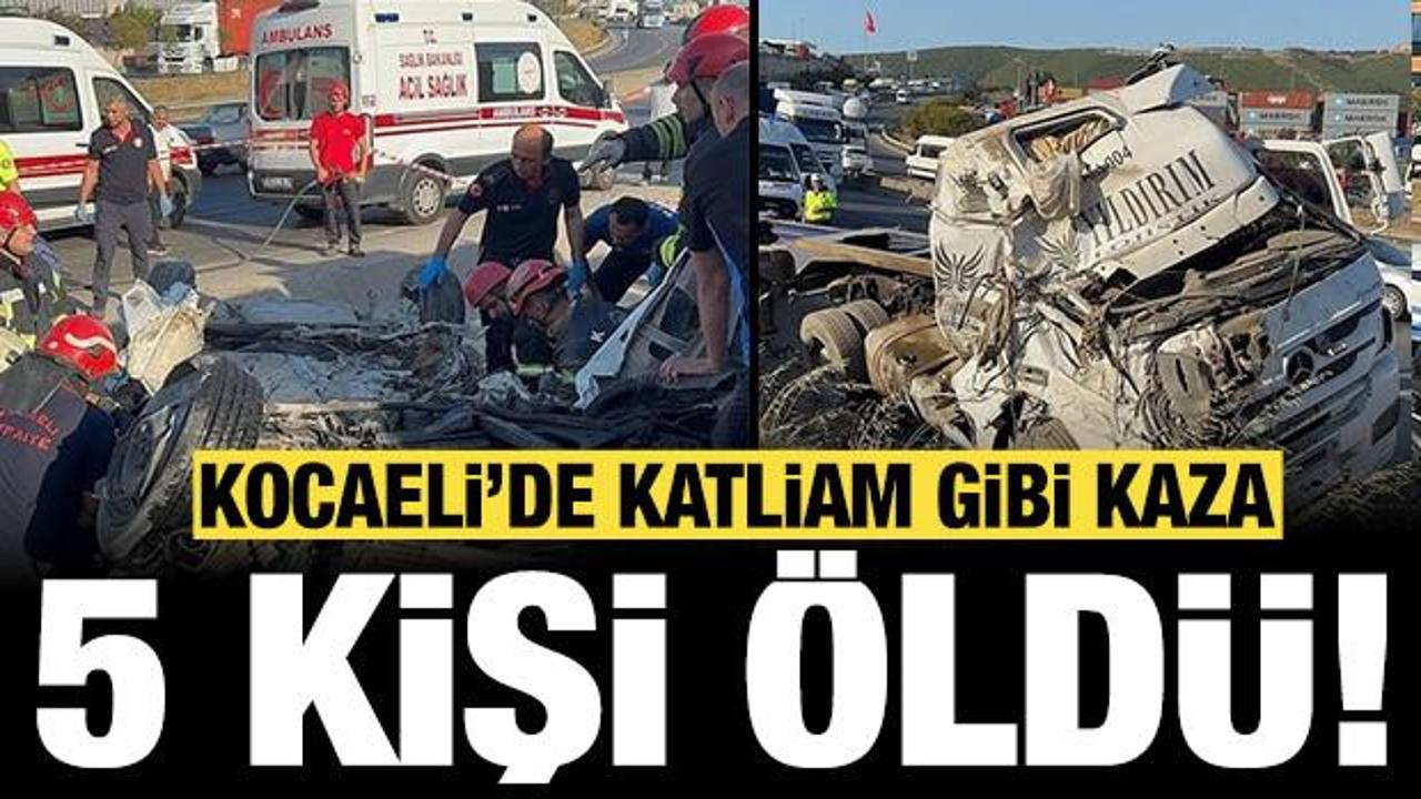 Kocaeli'de iki otomobil ve TIR çarpıştı; 5 ölü, 1 yaralı