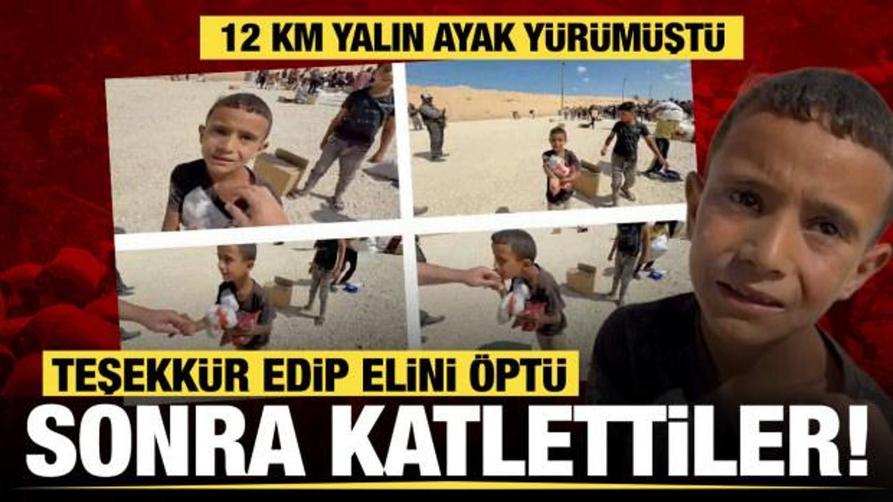 12 kilometreyi yalın ayak yürüyen küçük Amir şehit oldu! Gazze'de 'Açlık oyunları'