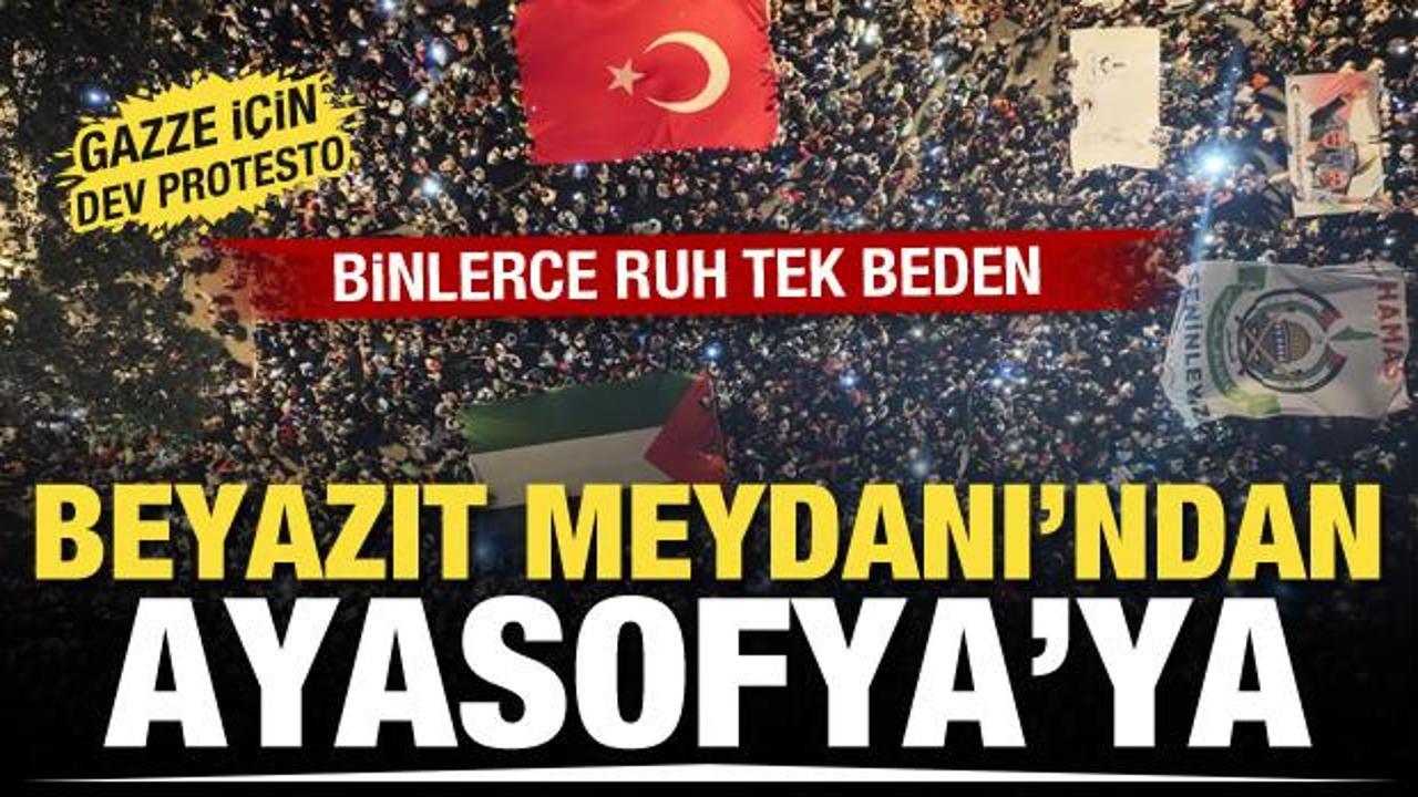 Beyazıt'tan Ayasofya Camii'ne 'Gazze'ye Umut Işığı Ol' yürüyüşü