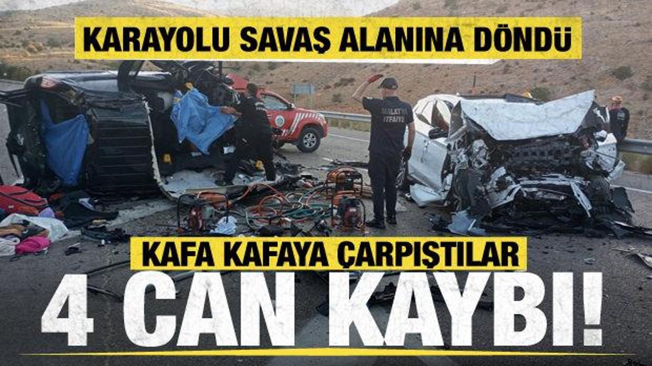 Malatya'da korkunç kaza! Kafa kafaya çarpıştılar: 4 ölü, 2 yaralı