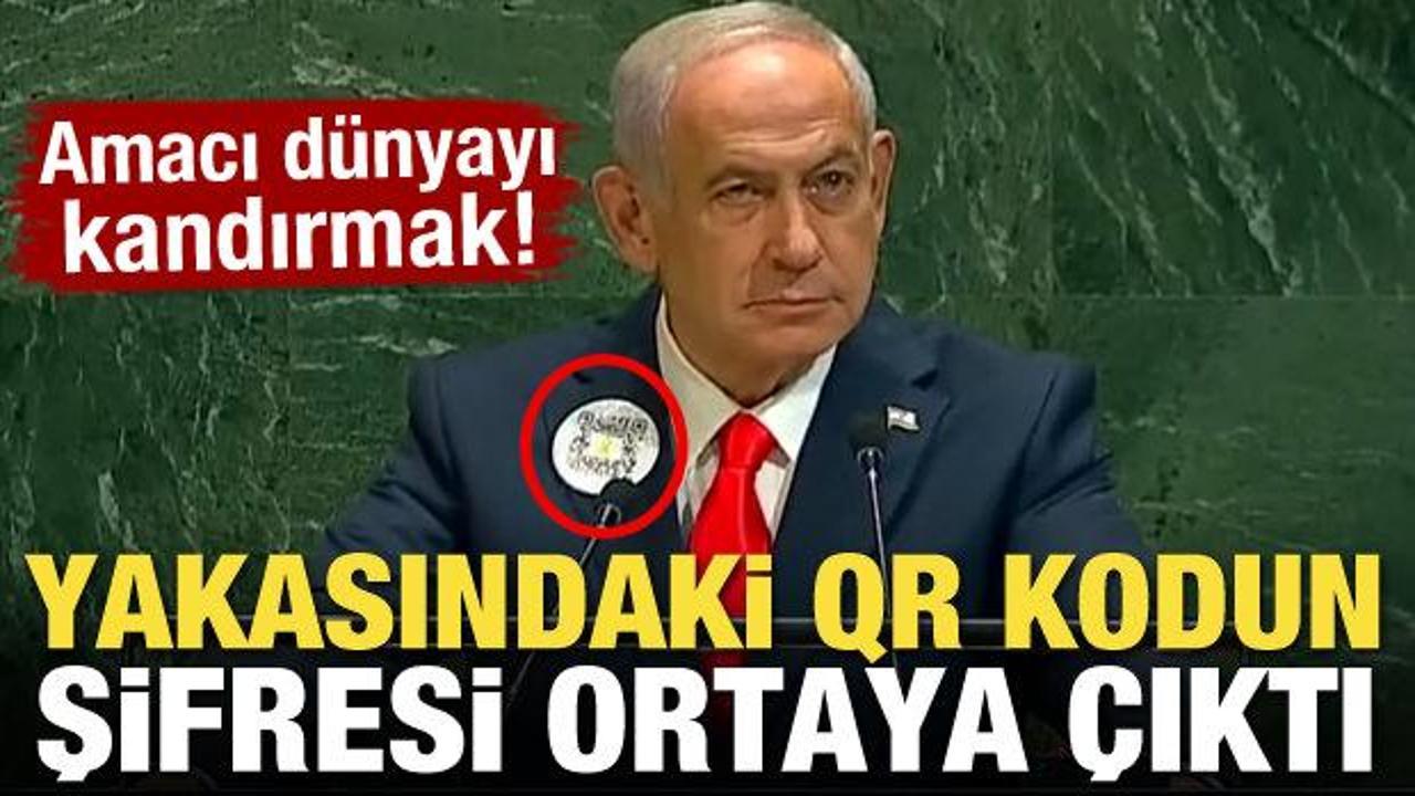Binyamin Netanyahu'nun yakasındaki QR kodun şifresi!
