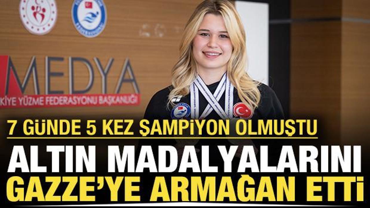 7 günde 5 kez şampiyon olan Defne altın madalyalarını Gazze'ye armağan etti