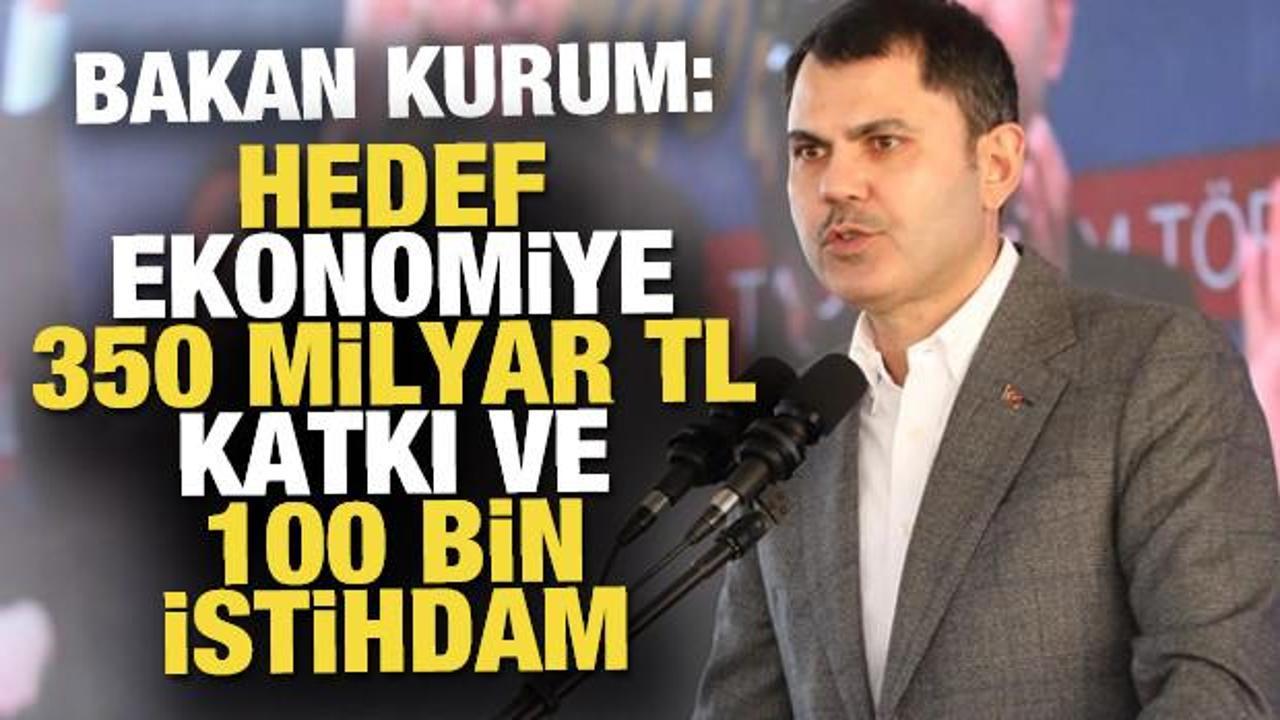 Bakan Kurum: Hedef ekonomiye 350 milyar TL katkı ve 100 bin istihdam