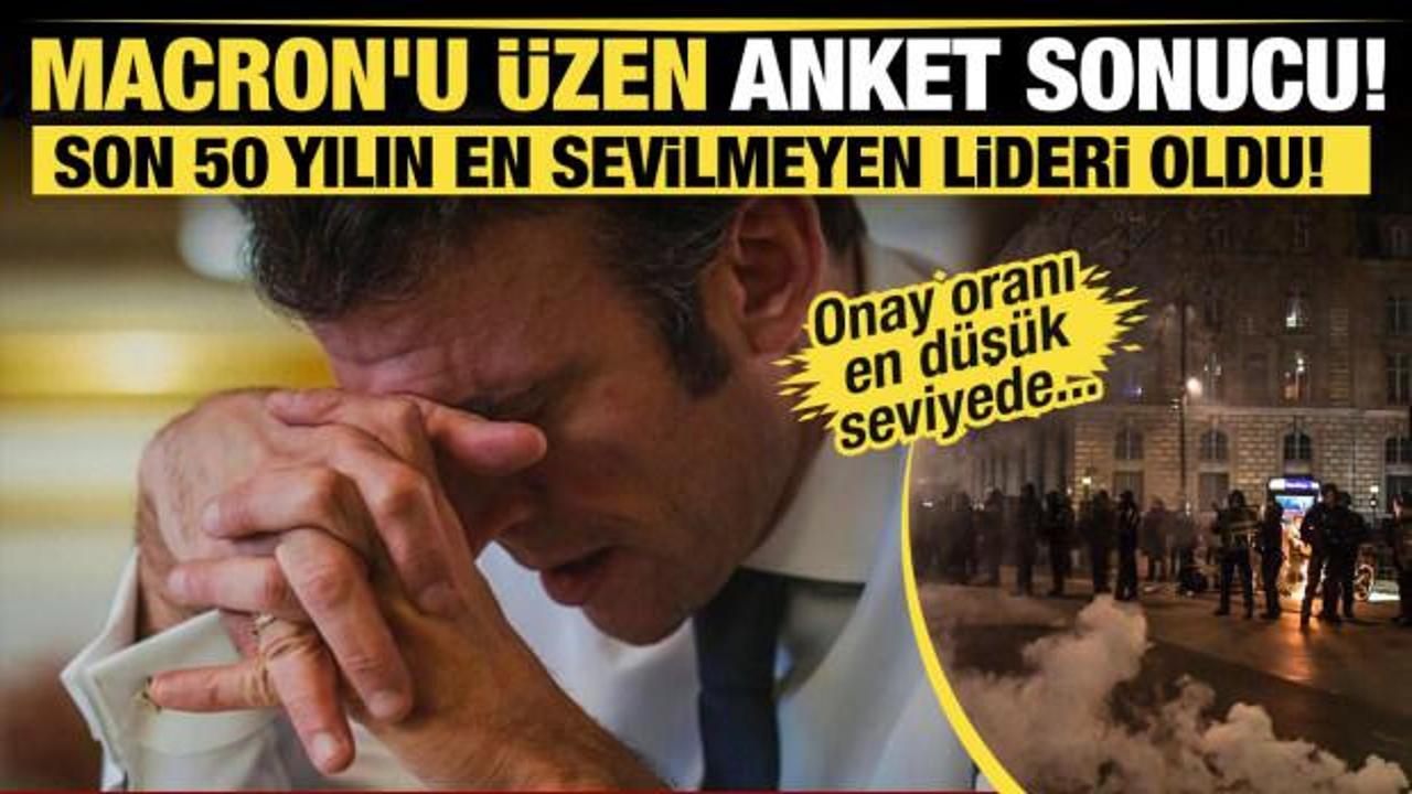 Macron'u &uuml;zen anket sonucu! Son 50 yılın en sevilmeyen lideri oldu! 