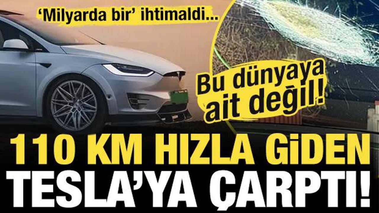 Milyarda bir ihtimal! 110 km hızla ilerleyen Tesla&rsquo;nın &ouml;n camına meteor &ccedil;arptı!