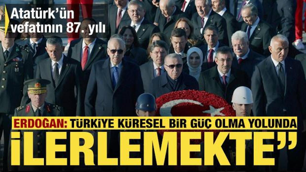 Cumhurbaşkanı Erdoğan ve devlet erkanı Anıtkabir'de: Atat&uuml;rk'&uuml;n vefatının 87. yılı... 