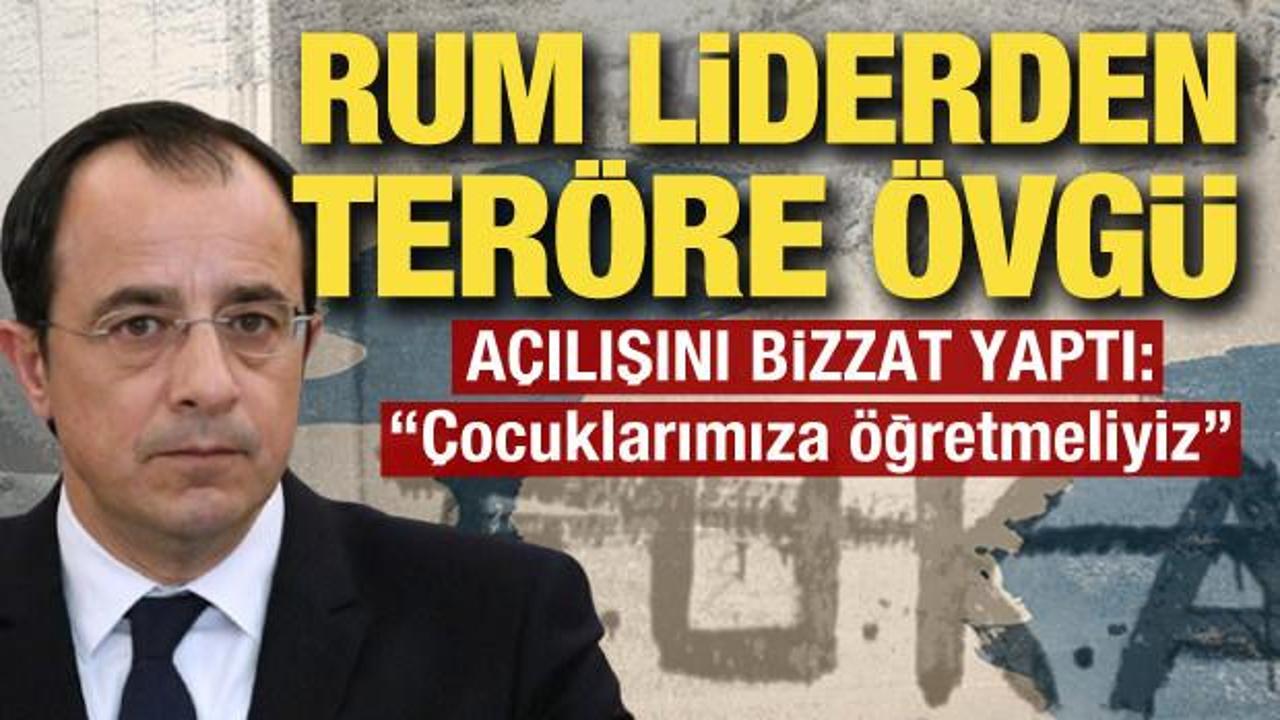Rum liderden ter&ouml;r &ouml;rg&uuml;t&uuml; EOKA'ya &ouml;vg&uuml;! A&ccedil;ılışı kendi elleriyle yaptı