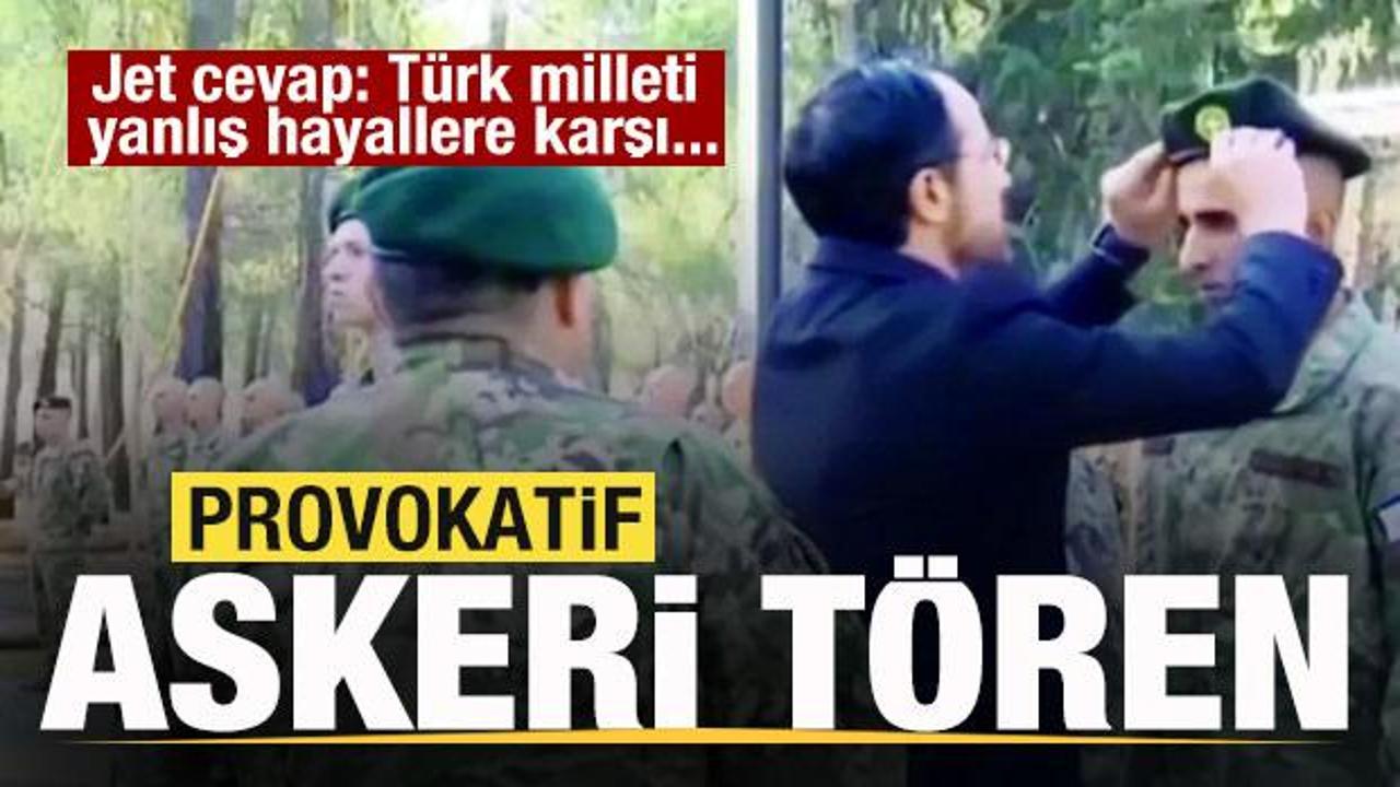 Provokatif askeri t&ouml;ren! Jet cevap: T&uuml;rk iradesi karşısında karşılık bulamayacak