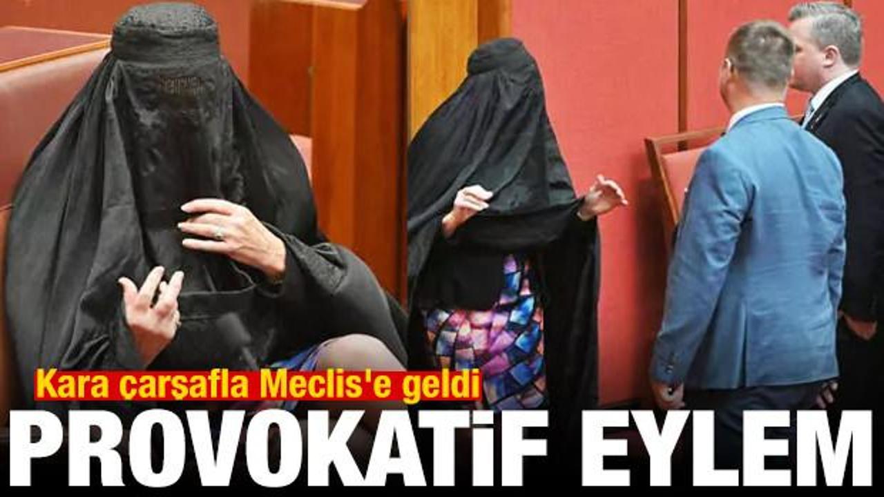 Avustralya'da provokatif eylem! Çarşafla Meclis'e geldi