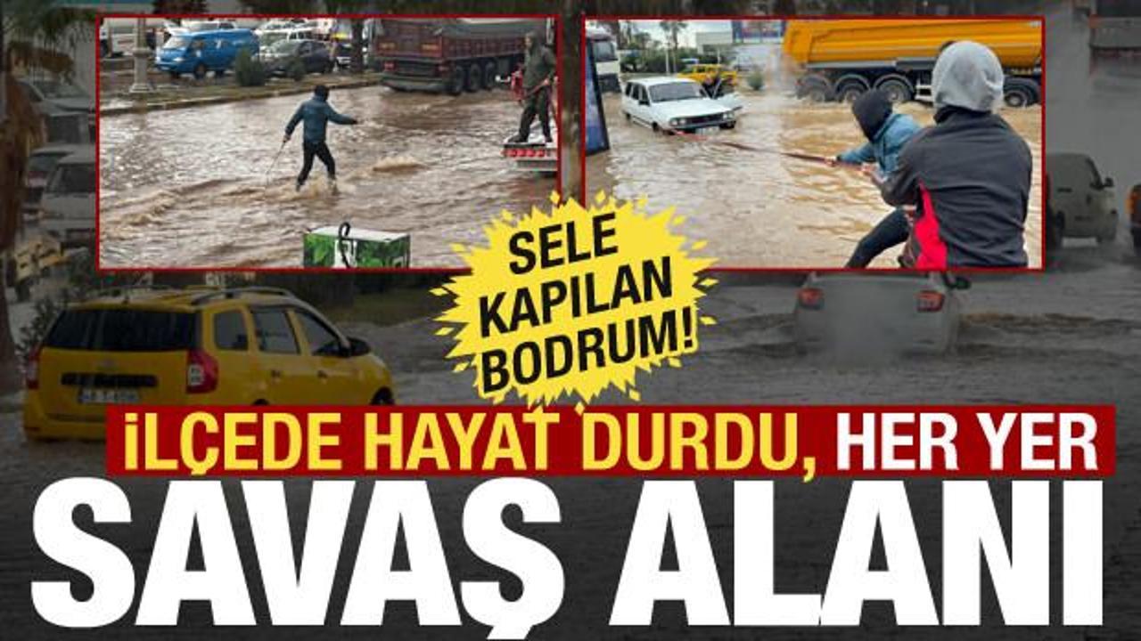 Meteoroloji uyarmıştı! Bodrum’u sel vurdu: İlçe bir anda sular altında