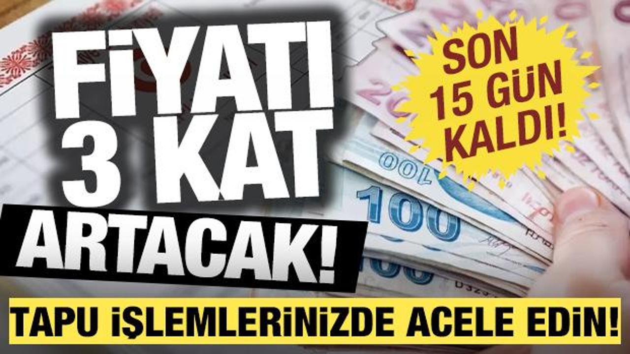 Tapu işlemleri i&ccedil;in acele edin: 15 g&uuml;n sonra fiyatı 3 kat artacak!