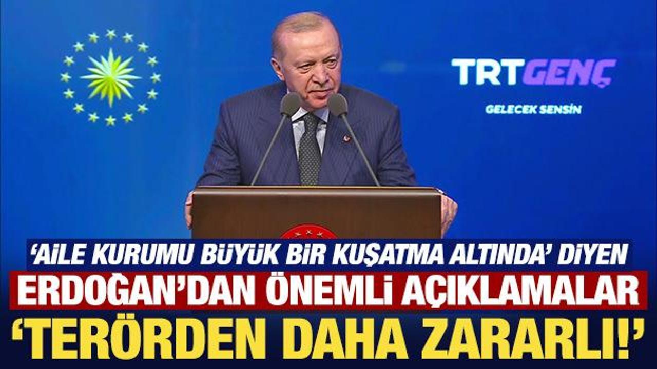 Erdoğan'dan TRT Gen&ccedil; kanalının a&ccedil;ılışında &ouml;nemli mesaj: Ter&ouml;rden daha zararlı!