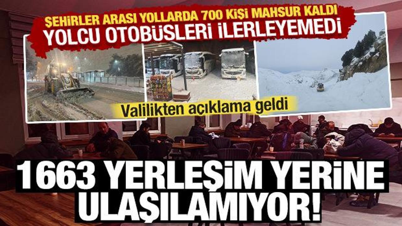 Yolcu otob&uuml;sleri ilerleyemedi, 700 kişi kara yollarında mahsur kaldı! İşte son durum...