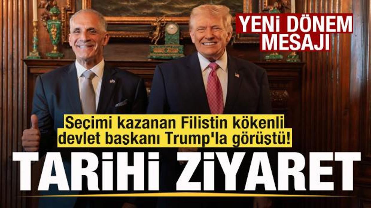 Se&ccedil;imi kazanan Filistin k&ouml;kenli devlet başkanı Trump'la g&ouml;r&uuml;şt&uuml;! Tarihe ge&ccedil;en ziyaret