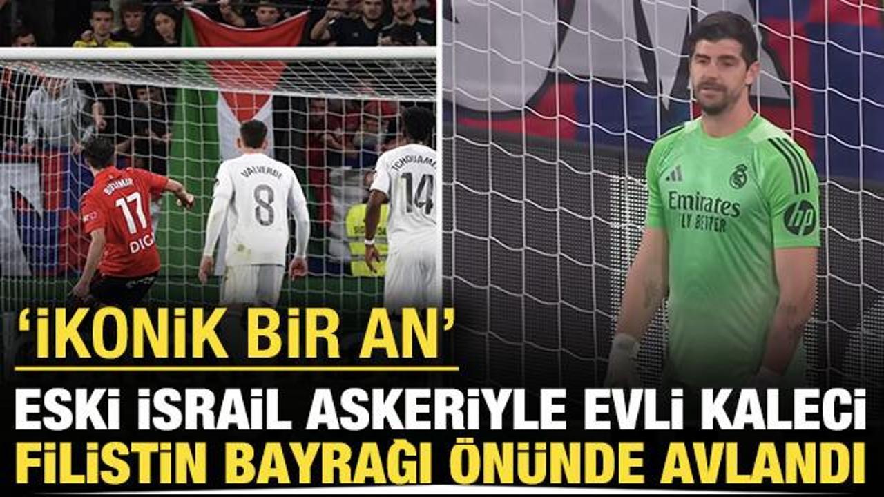 Eski bir İsrail askeriyle evli olan kaleci Filistin bayrağı &ouml;n&uuml;nde avlandı: İkonik bir an