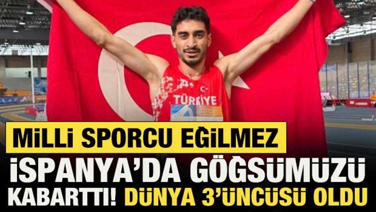 Milli sporcu Mehmet Emin Eğilmez, İspanya'da g&ouml;ğs&uuml;m&uuml;z&uuml; kabarttı! D&uuml;nya &uuml;&ccedil;&uuml;nc&uuml;s&uuml; oldu