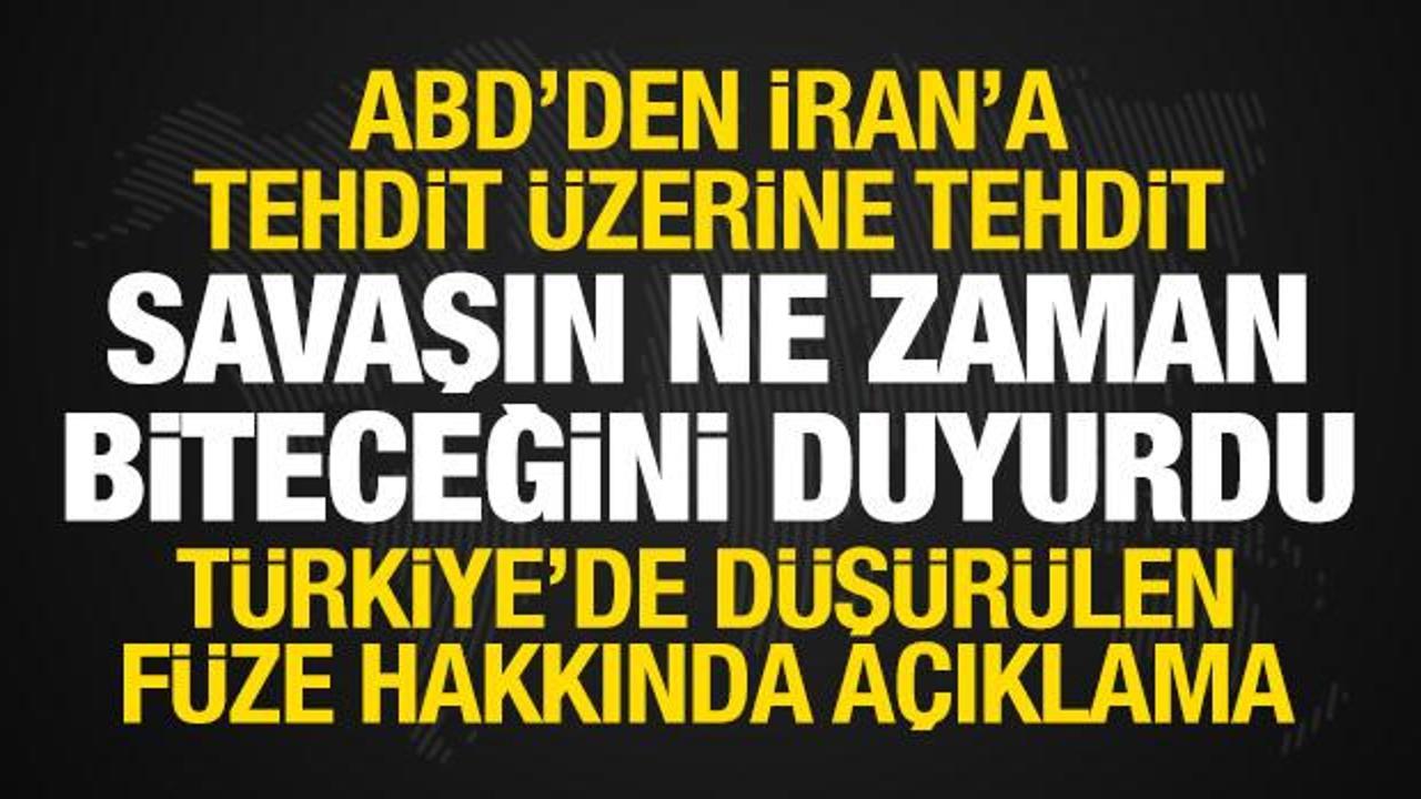 T&uuml;rkiye'de f&uuml;ze d&uuml;ş&uuml;r&uuml;ld&uuml;! ABD'den a&ccedil;ıklama! İran savaşın ne zaman biteceğini de a&ccedil;ıkladı