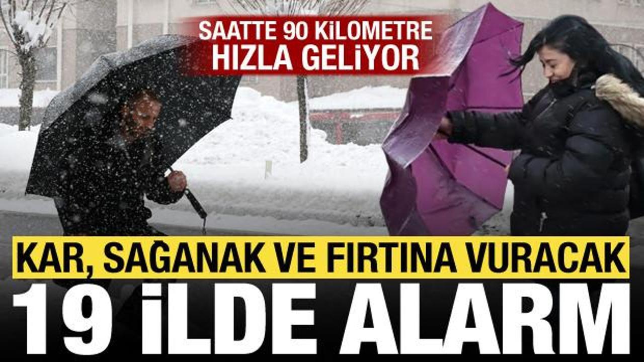 Sağanak, fırtına ve kar alarmı: Saatte 90 kilometreyi bulacak! Meteoroloji 19 ili uyardı