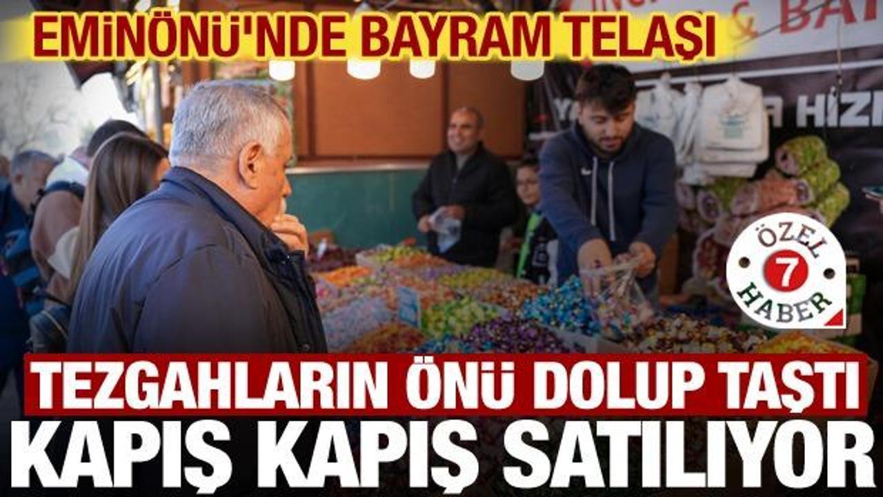 Tezgahlar doldu, m&uuml;şteri akını başladı: Emin&ouml;n&uuml;&rsquo;nde şeker ve lokum yok satıyor