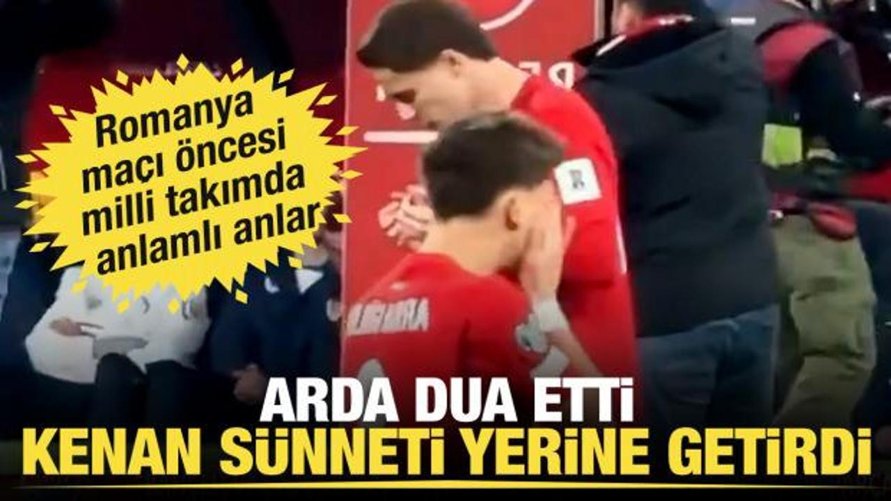 Romanya ma&ccedil;ı &ouml;ncesi dikkat &ccedil;eken anlar: Arda dua etti, Kenan s&uuml;nneti uyguladı