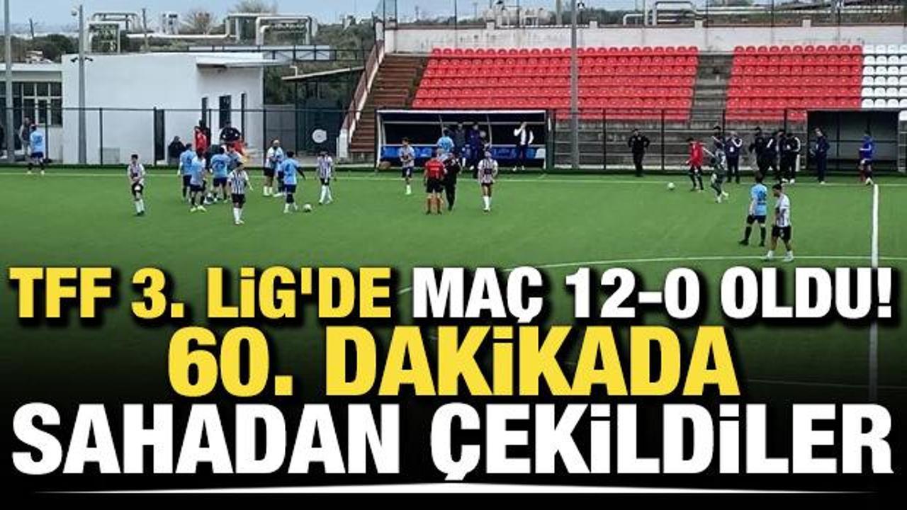 TFF 3. Lig'de ma&ccedil; 12-0 oldu! 60. dakikada sahadan &ccedil;ekildiler