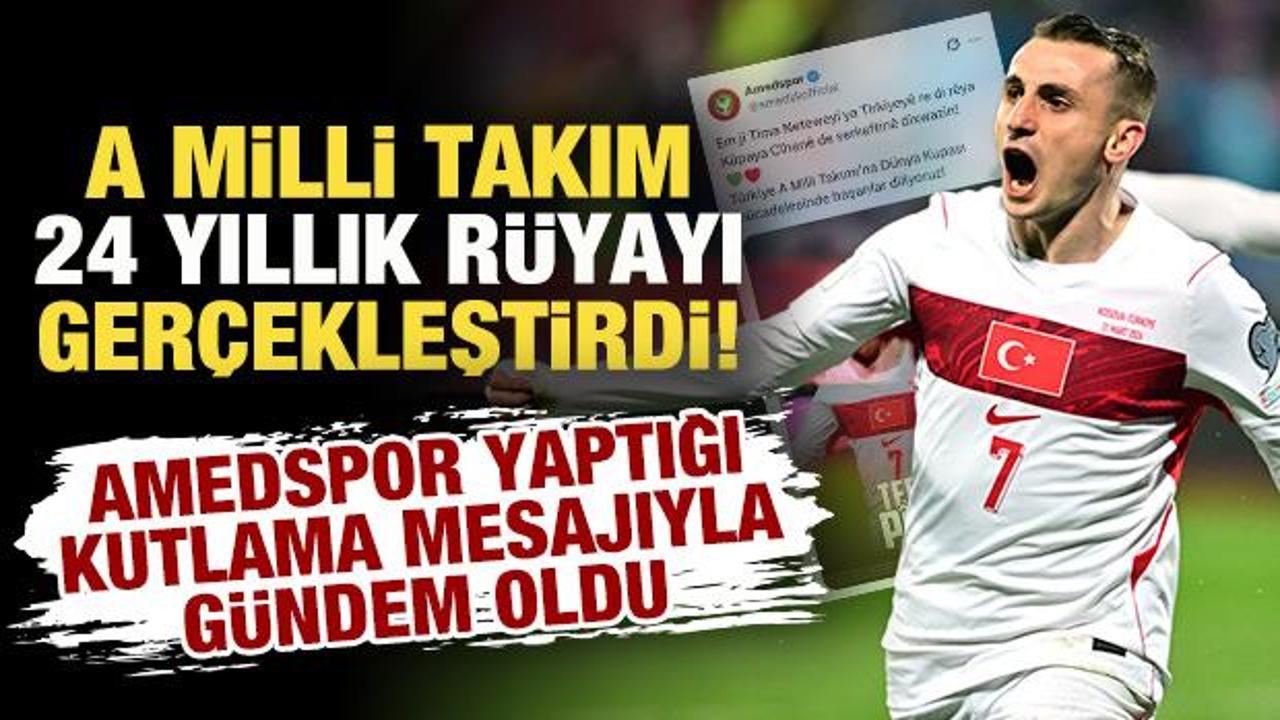 Amedspor'un A Milli Takım i&ccedil;in yaptığı kutlama mesajı g&uuml;ndem oldu