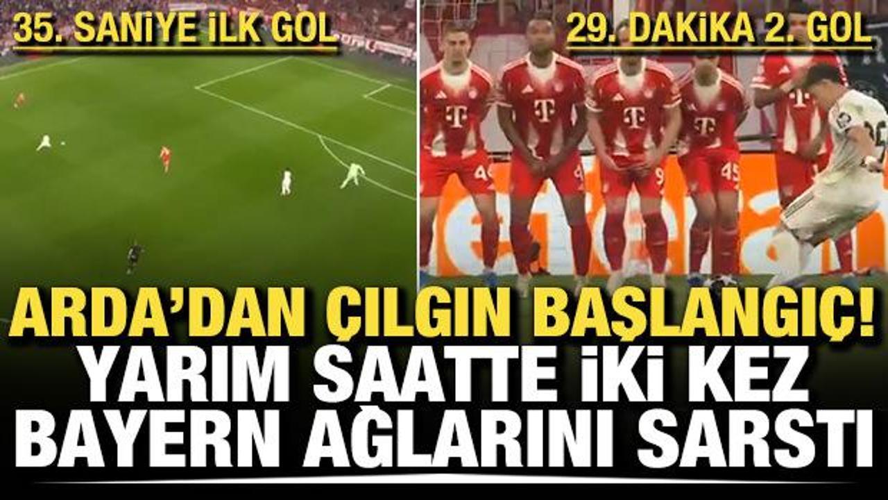 Arda G&uuml;ler'den &ccedil;ılgın başlangı&ccedil;! Bayern ağlarına yarım saatte 2 gol