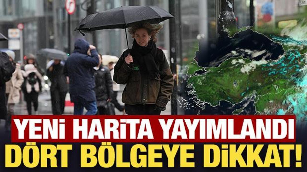 Meteoroloji yeni harita yayımladı: D&ouml;rt b&ouml;lgede g&ouml;k g&uuml;r&uuml;lt&uuml;l&uuml; sağanak yağış!