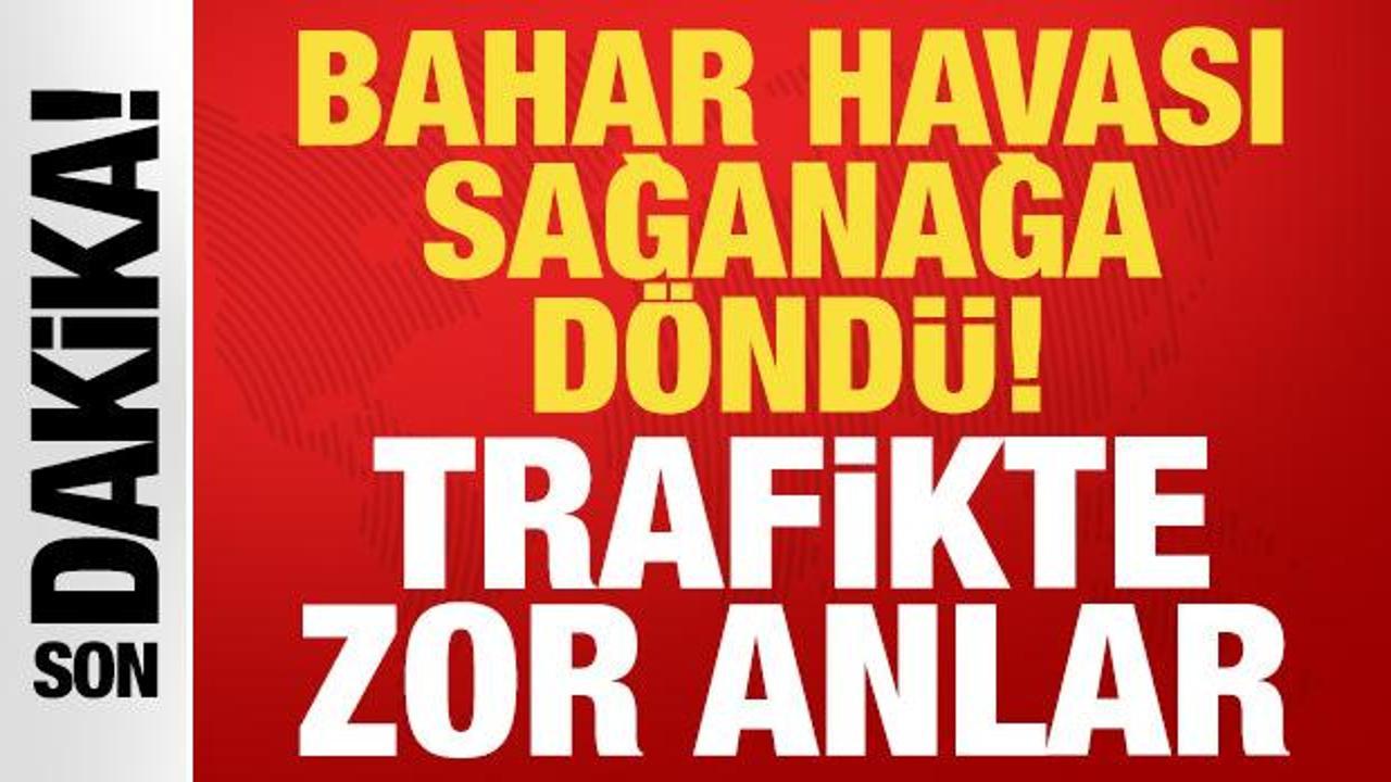 İstanbul'da bahar havası bir anda sağanağa d&ouml;nd&uuml;: Trafikte zor anlar...