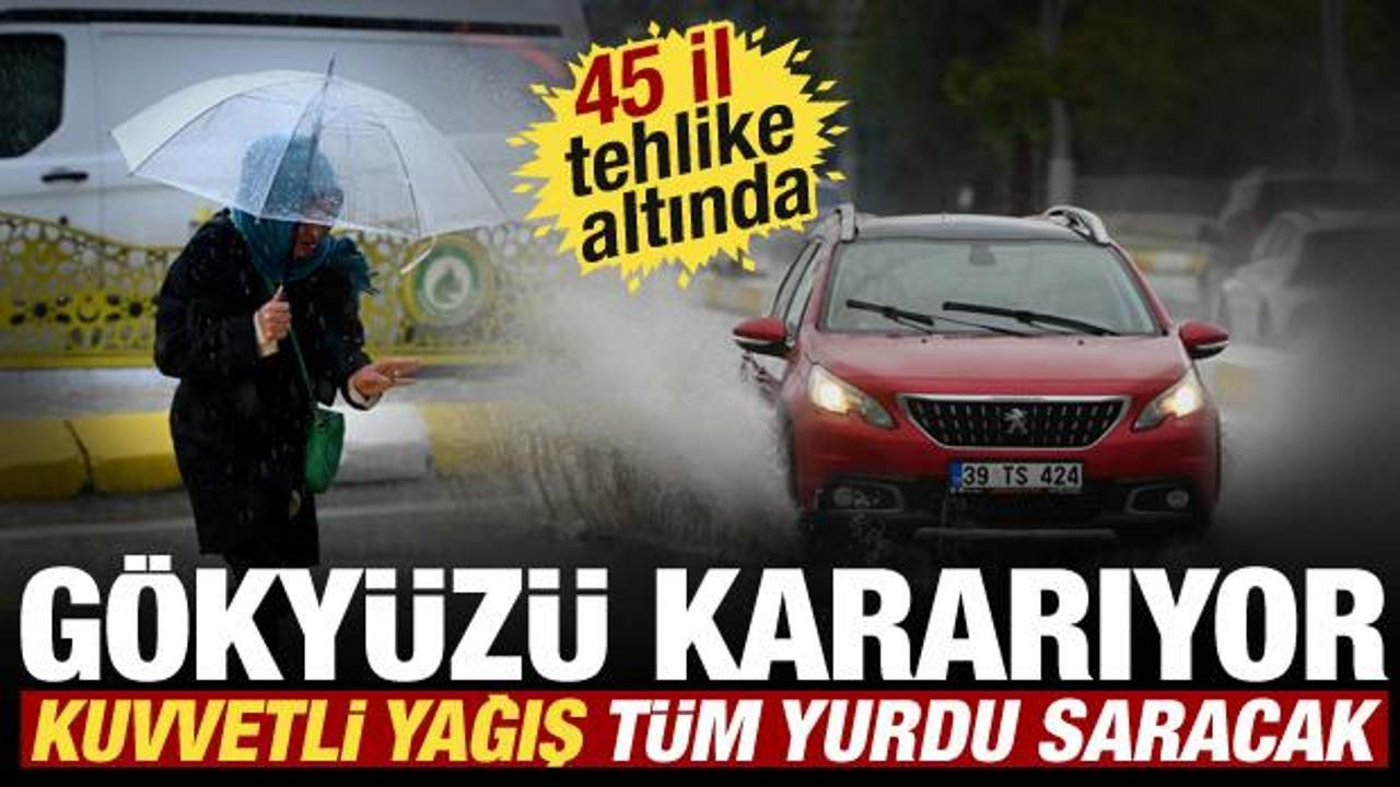 Sağanak t&uuml;m yurdu vuracak! Sıcaklık d&uuml;ş&uuml;yor, Meteoroloji 45 ilde sarı kodlu uyarı verdi