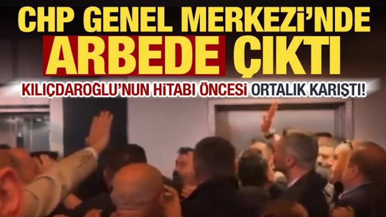 CHP Genel Merkezi'nde arbede! Kılı&ccedil;daroğlu'nun konuşma &ouml;ncesinde birbirine girdiler