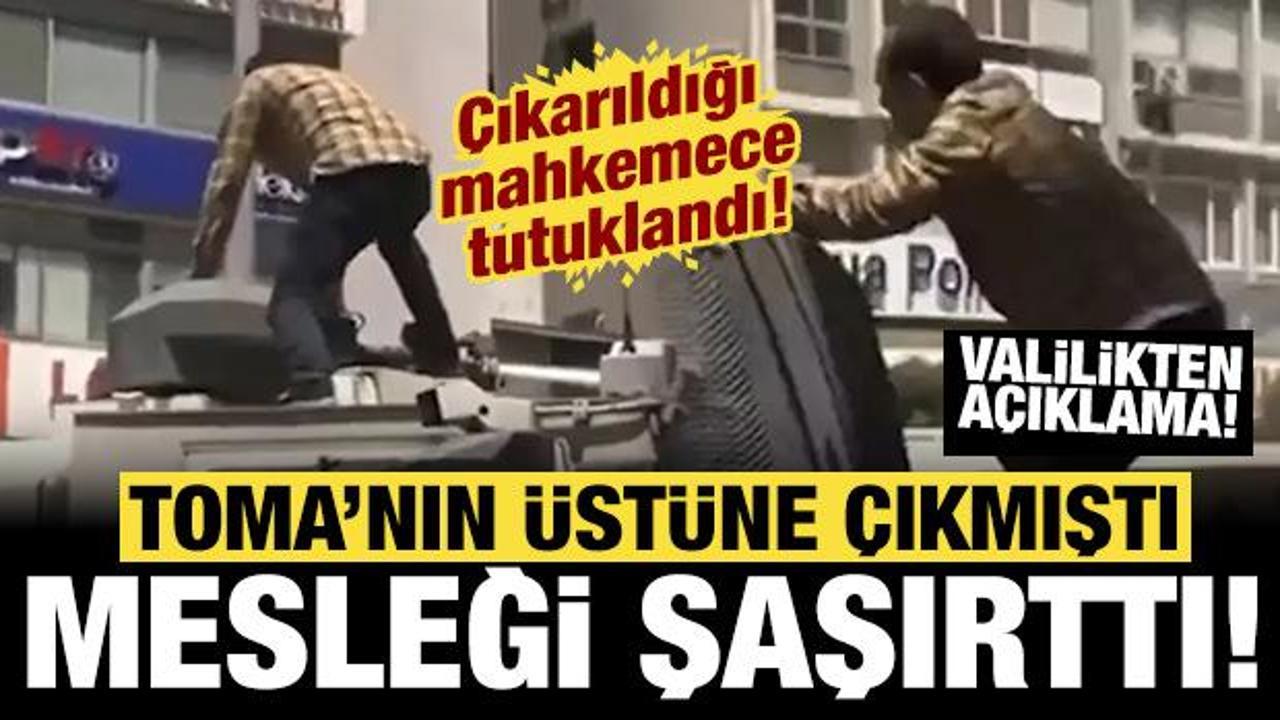 TOMA'nın &uuml;zerine &ccedil;ıkıp zarar veren saldırgan tutuklandı: Mesleği ortaya &ccedil;ıktı!