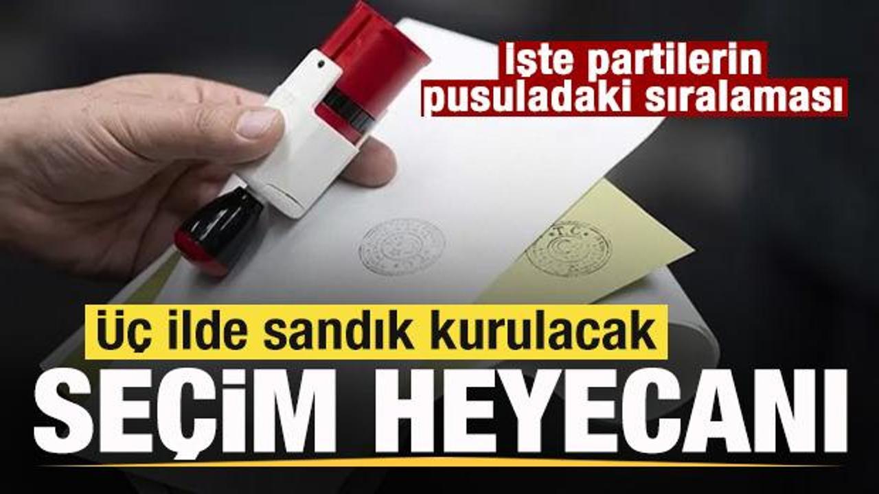 Se&ccedil;im heyecanı! &Uuml;&ccedil; ilde sandık kurulacak! İşte partilerin pusuladaki sıralaması
