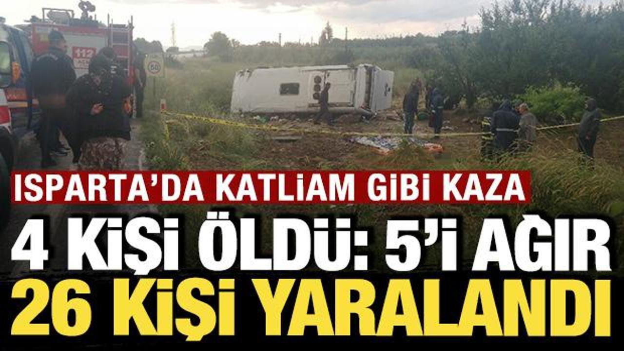 Isparta'da katliam gibi kaza: Tur minib&uuml;s&uuml; şarampole yuvarlandı
