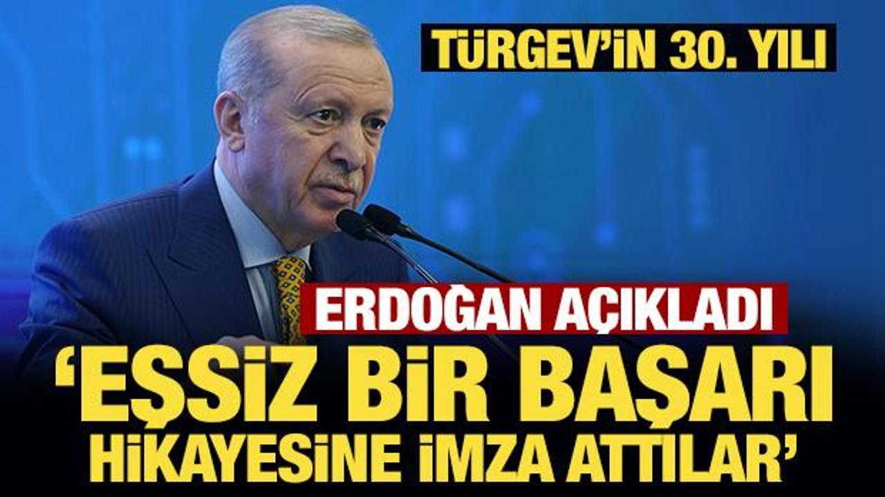 Cumhurbaşkanı Erdoğan TÜRGEV'in 30. Kuruluş Yıl Dönümü Programı'nda konuşma yaparken
