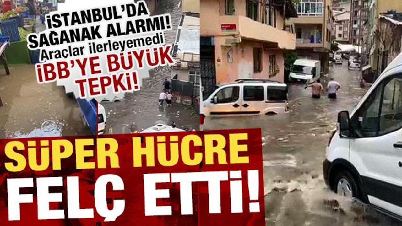 İstanbul kuvvetli yağış: Caddeler su i&ccedil;inde kaldı, trafik durdu! 