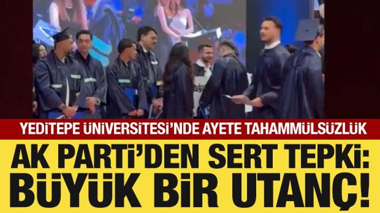 AK Parti S&ouml;zc&uuml;s&uuml; &Ccedil;elik'ten mezuniyet t&ouml;reninde ayet yazılı pankartın kapatılmasına tepki