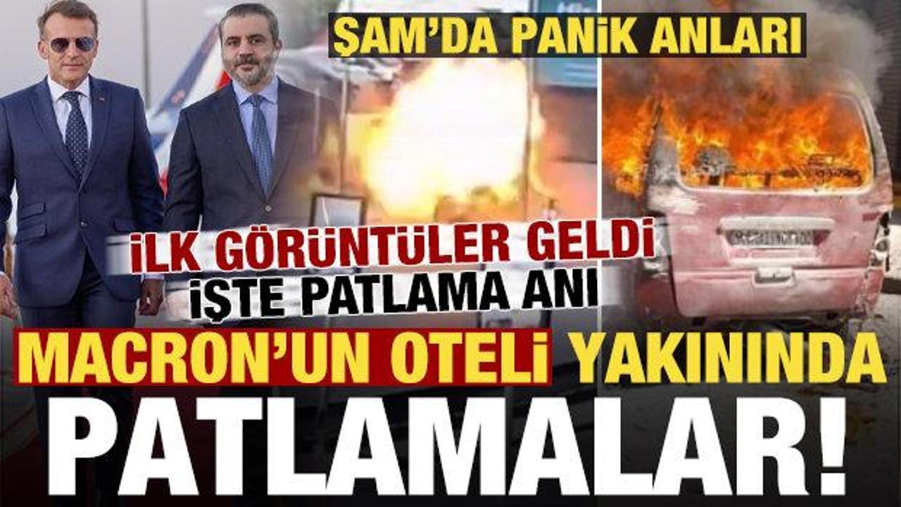 Son dakika: Şam'da Macron'un kaldığı otelin yakınında patlamalar! &Ccedil;ok sayıda yaralı var...