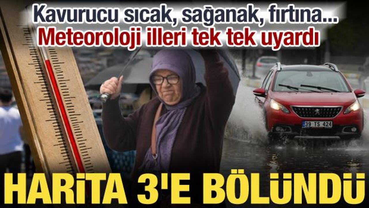 Meteoroloji illeri tek tek uyardı! 40 derece, sağanak ve fırtına aynı haritada...