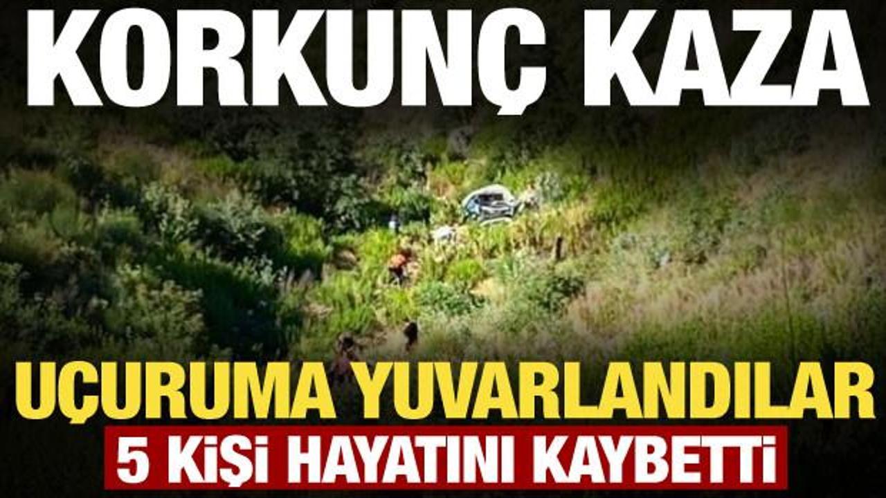 Antalya'da korkun&ccedil; kaza! Otomobil u&ccedil;uruma yuvarlandı: 5 &ouml;l&uuml;, 2 yaralı