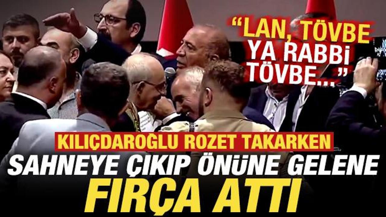 Kılıçdaroğlu rozet takarken sahneye çıkıp önüne gelene fırça attı: Lan, tövbe Ya Rabbi…
