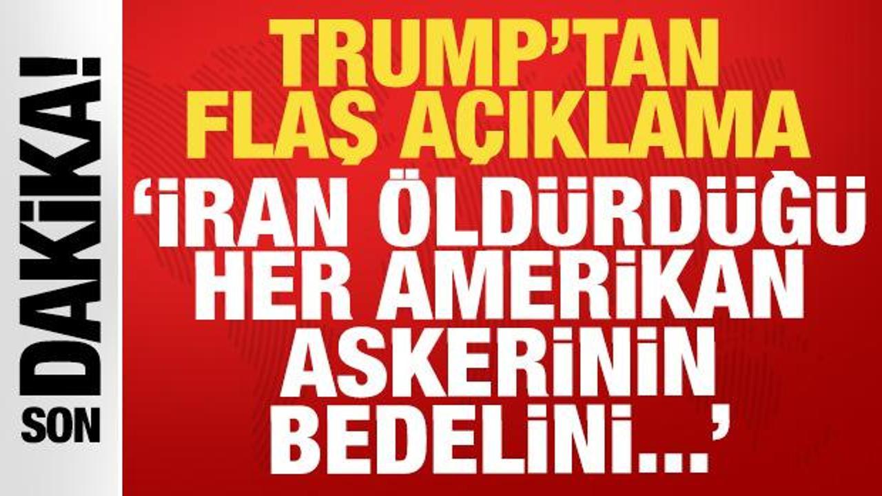 ABD Başkanı Donald Trump'ın İran'a yönelik sert açıklamaları ve saldırılar hakkında bilgi veren görsel.