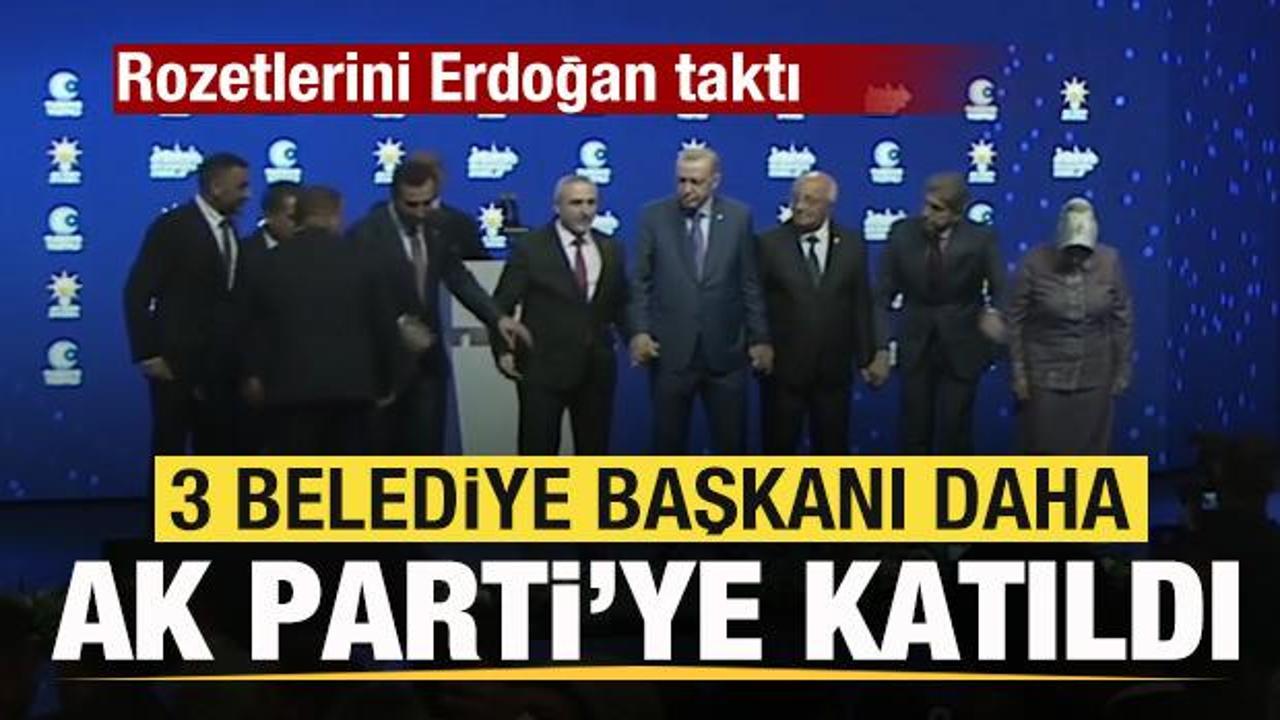 3 belediye başkanı AK Parti'ye katıldı! Rozetlerini Başkan Erdoğan taktı