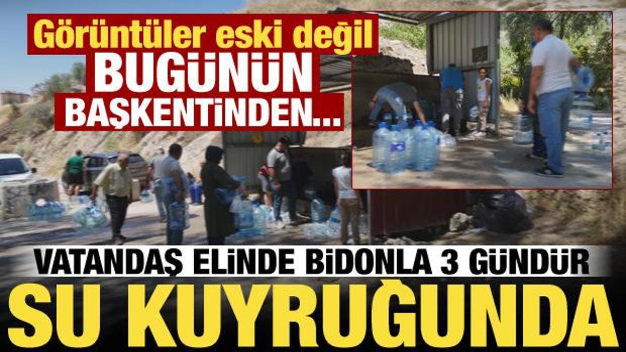 Ankara'da 3 g&uuml;nl&uuml;k su krizi! Vatandaş sokağa d&ouml;k&uuml;ld&uuml;, uzun kuyruklar oluştu