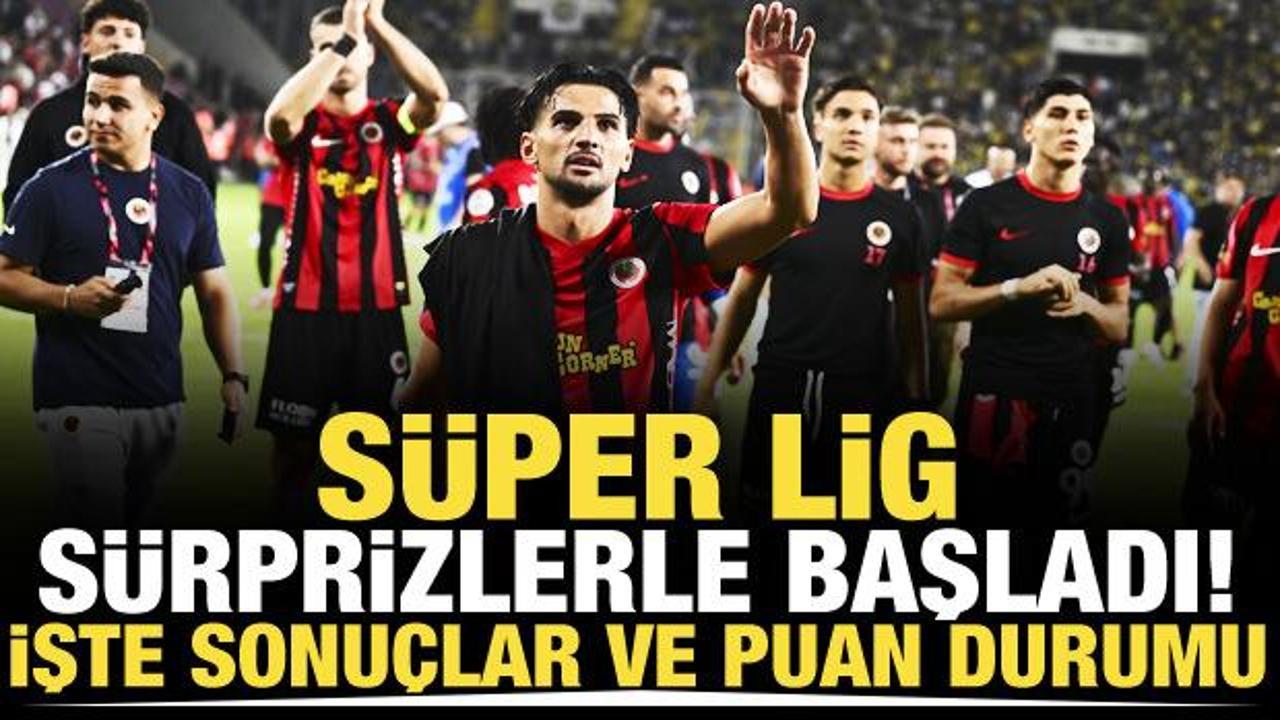 İlk haftadan b&uuml;y&uuml;k s&uuml;rprizler! S&uuml;per Lig'de sonu&ccedil;lar ve puan durumu