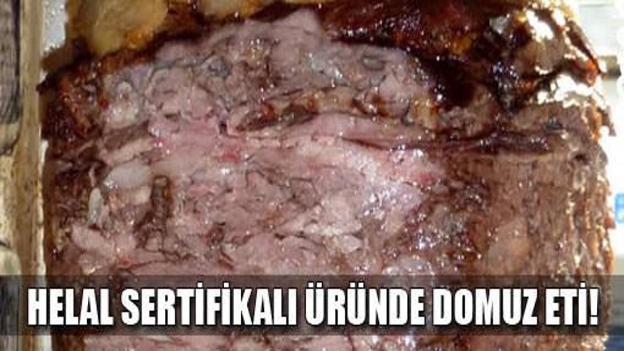 Helal sertifikalı &uuml;r&uuml;nde domuz eti