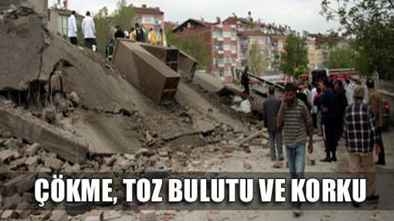 Malatya'da binanın çökme anı kamerada